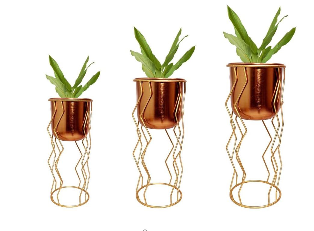 Copper Plated Metal Planter