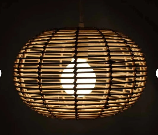 Ball Shaped Flat Rattan Pendant Lampshade