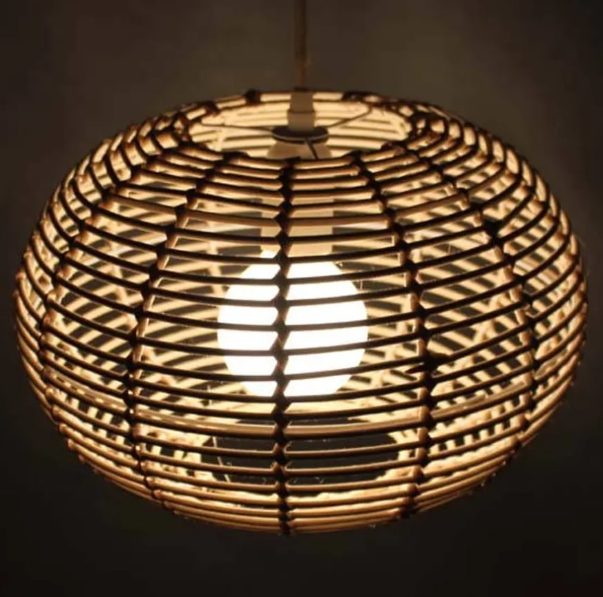 Ball Shaped Flat Rattan Pendant Lampshade