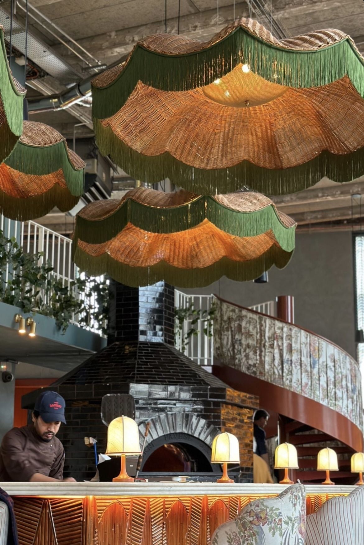 Umbrella Rattan Lampshade with Beautiful Hanging Lace.