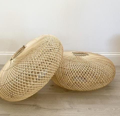 Flat Round Cane Designer Pendant Lampshade