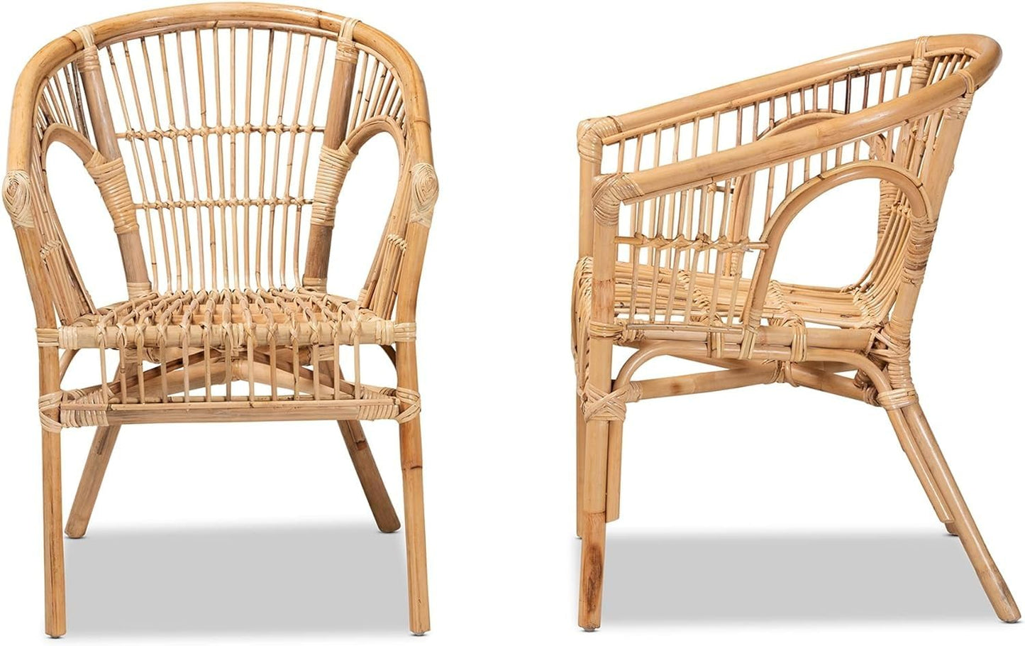 Bambiq Rattan Chair – Natural Color – Handcrafted Sustainable Armchair 2 Chairs.