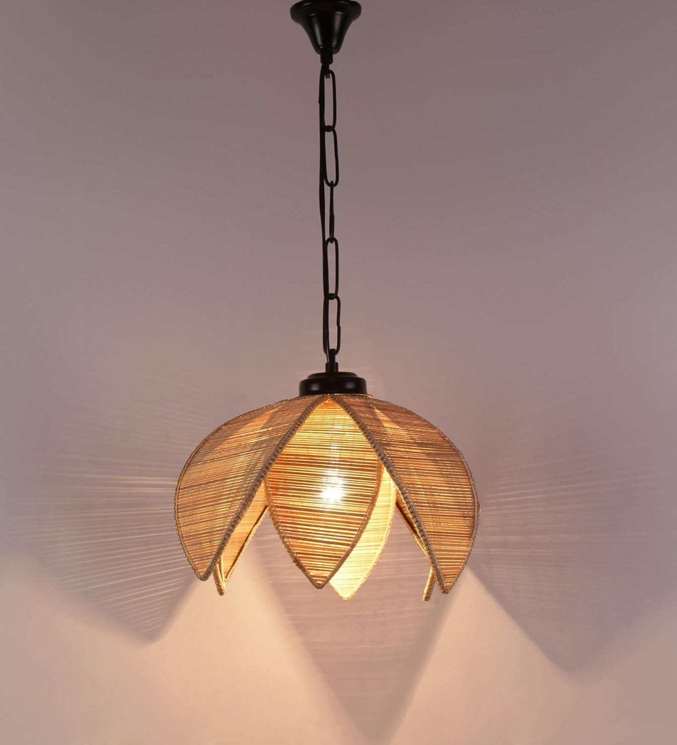 Lotus Pendant Rattan Lampshade