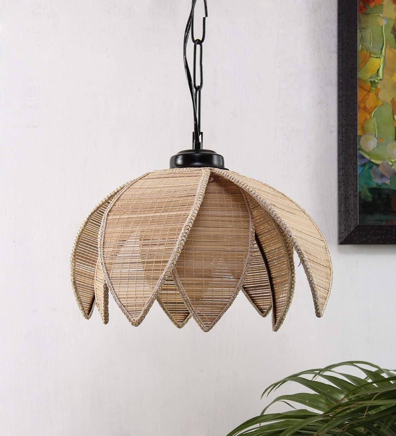 Lotus Pendant Rattan Lampshade