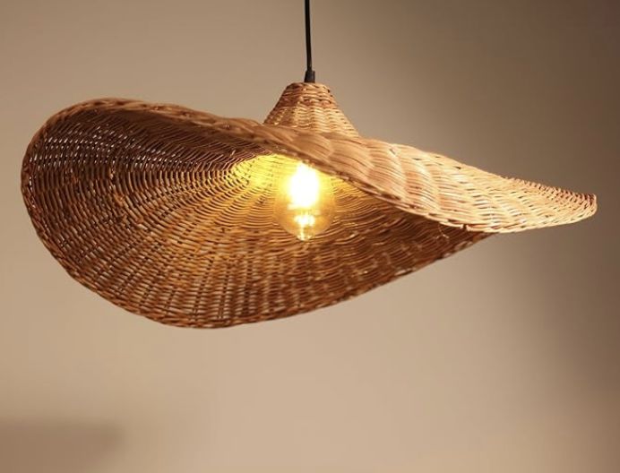 Curved Hat Rattan Pendant Lampshade