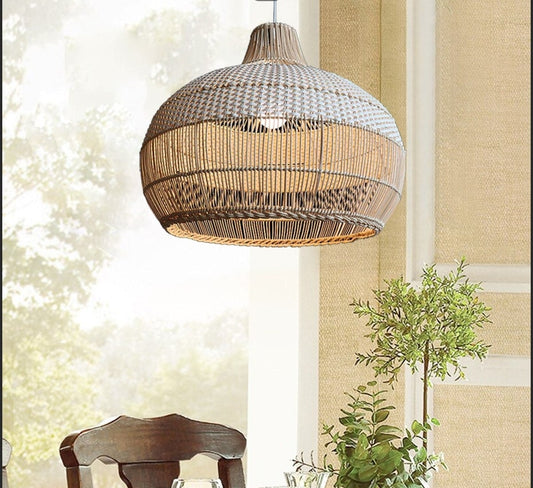 Onion Shaped Rattan Lampshades (white)