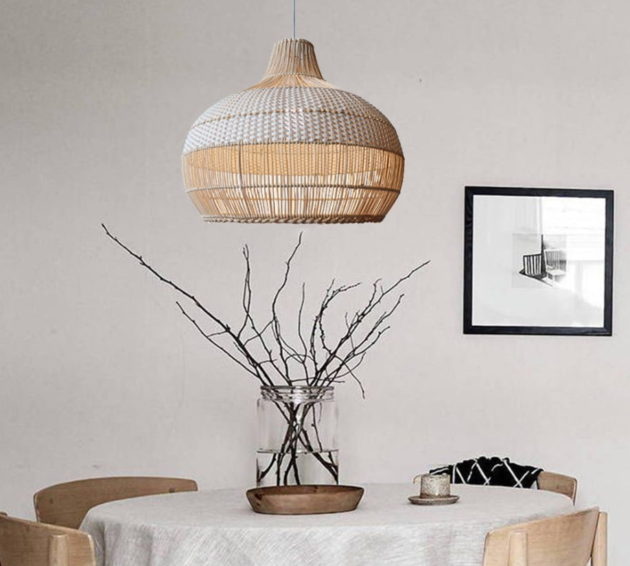 Onion Shaped Rattan Lampshades (white)