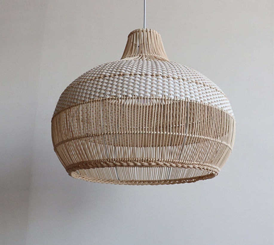 Onion Shaped Rattan Lampshades (white)