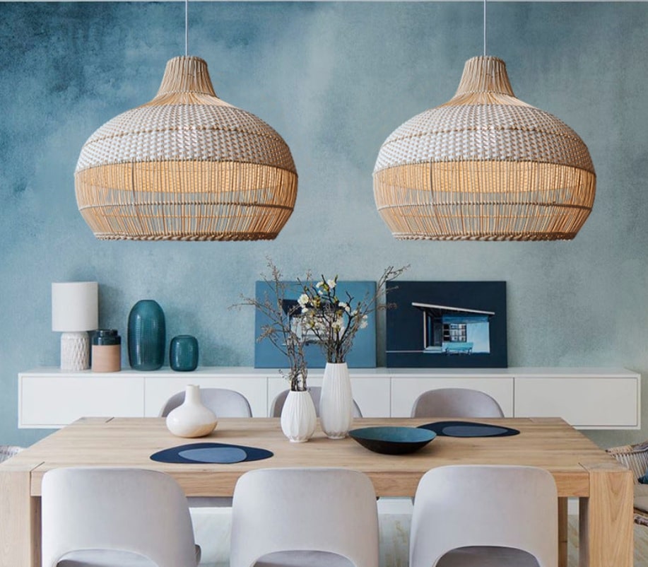 Onion Shaped Rattan Lampshades (white)