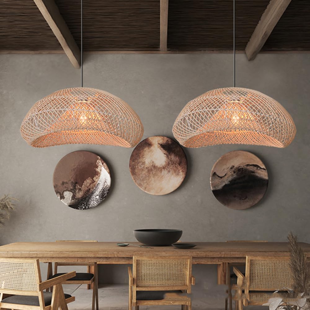 Wavy Rattan Pendent Lampshade