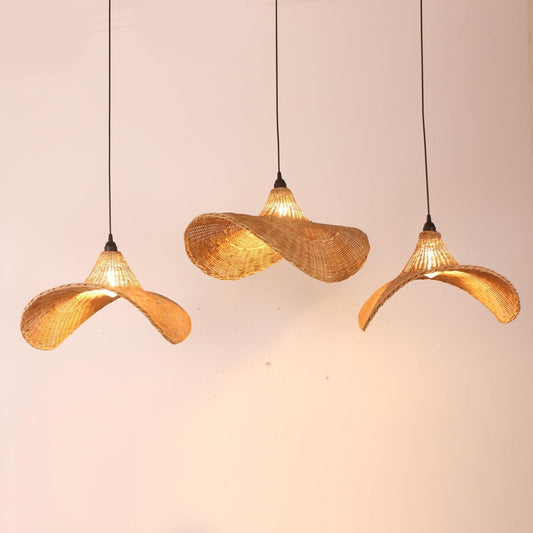Curved Hat Rattan Pendant Lampshade