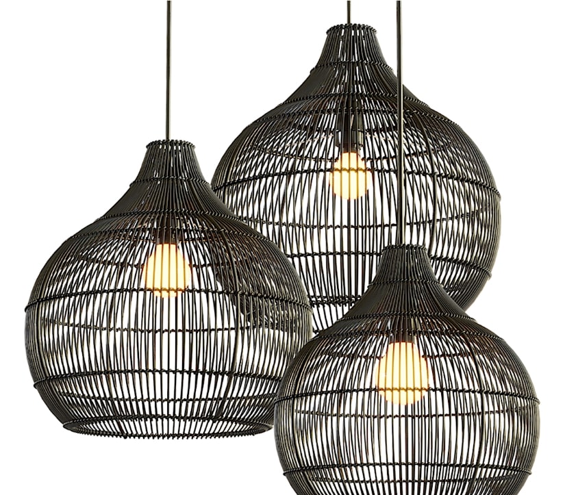 Onion Shaped Beige Rattan Lampshade