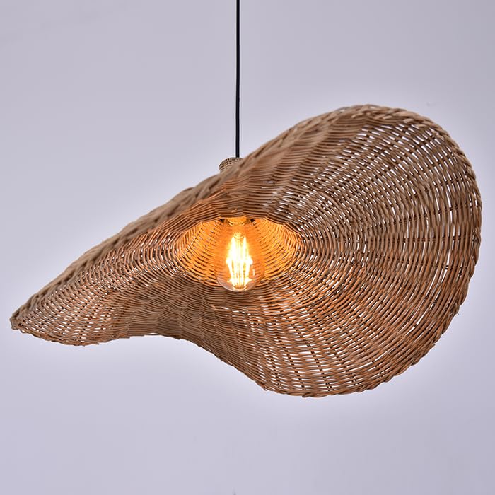 Curved Hat Rattan Pendant Lampshade