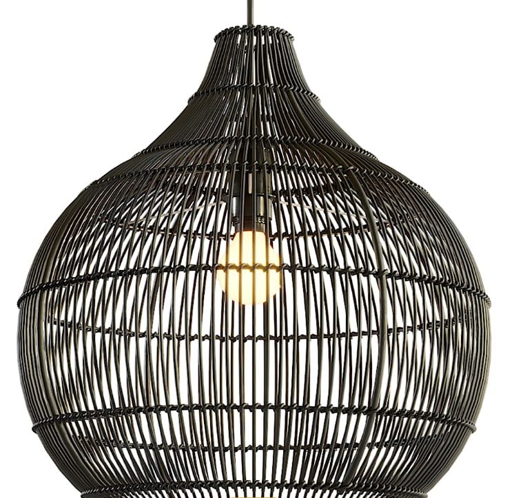 Onion Shaped Beige Rattan Lampshade