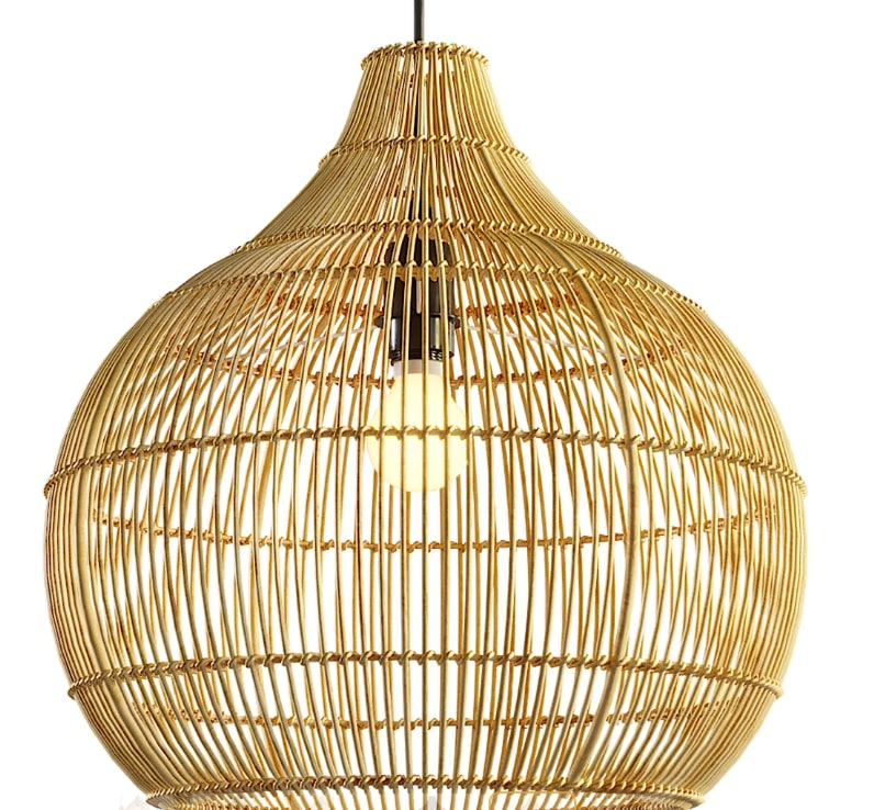 Onion Shaped Beige Rattan Lampshade