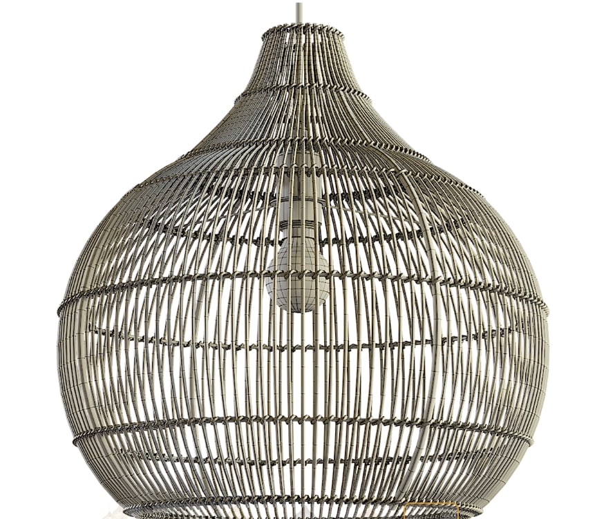 Onion Shaped Beige Rattan Lampshade