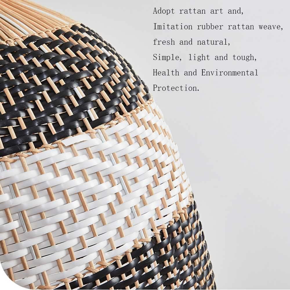 Navy Blue & White Rattan Onion Lampshade