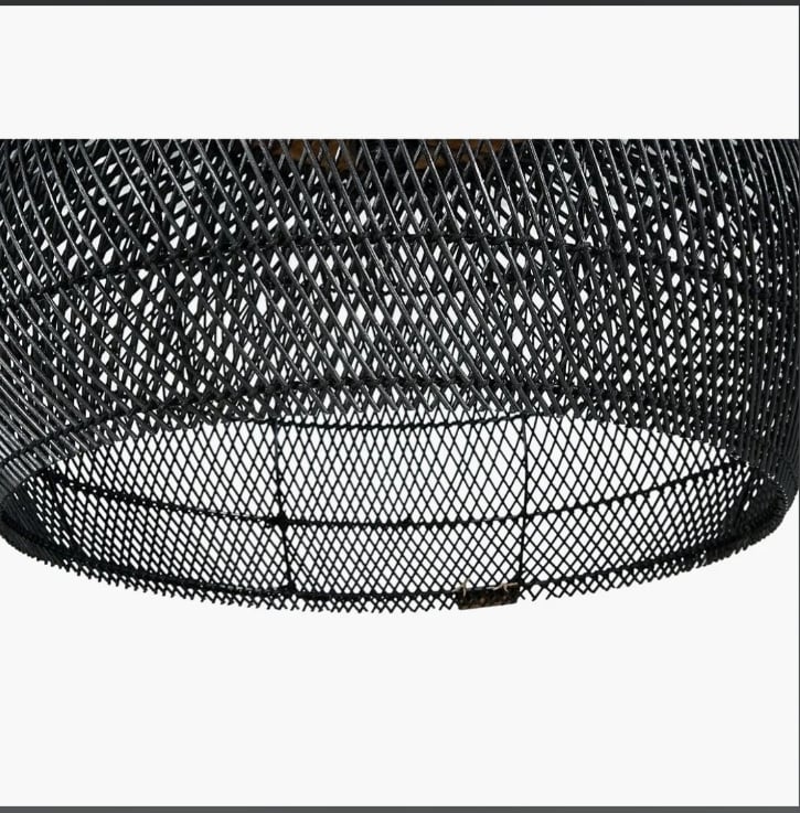 Black Rattan Pendant Lampshade with Wooden Frame