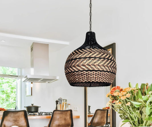 Round Black Designer Rattan Lampshade