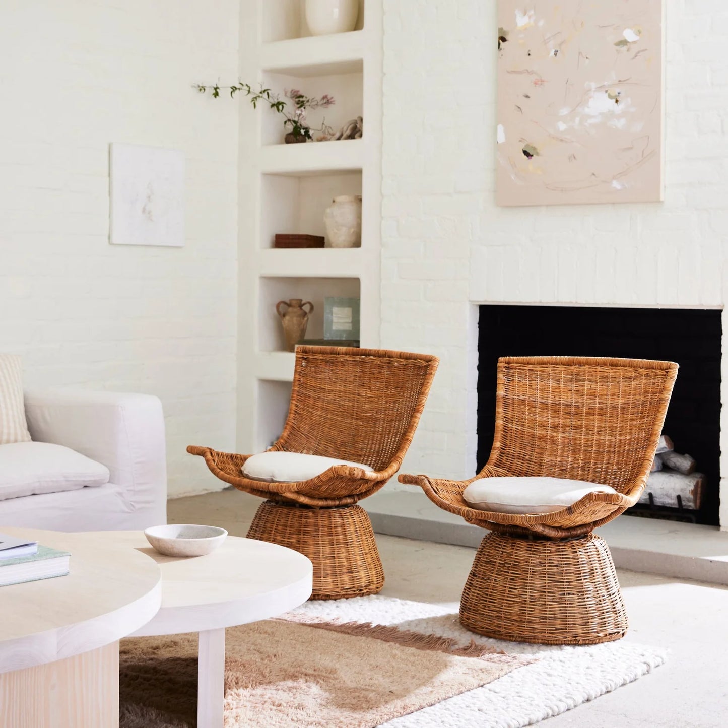 Kaulana Rattan Chair – Natural Color – Handcrafted Sustainable Armchair 2 Chairs.