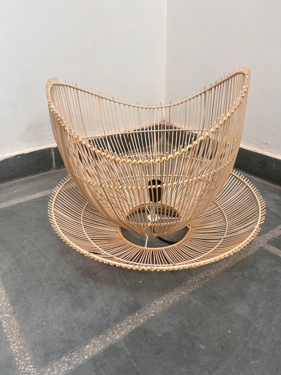 Inverted Cupplate Pendent Rattan Lampshade