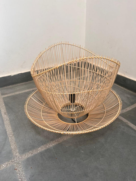 Inverted Cupplate Pendent Rattan Lampshade
