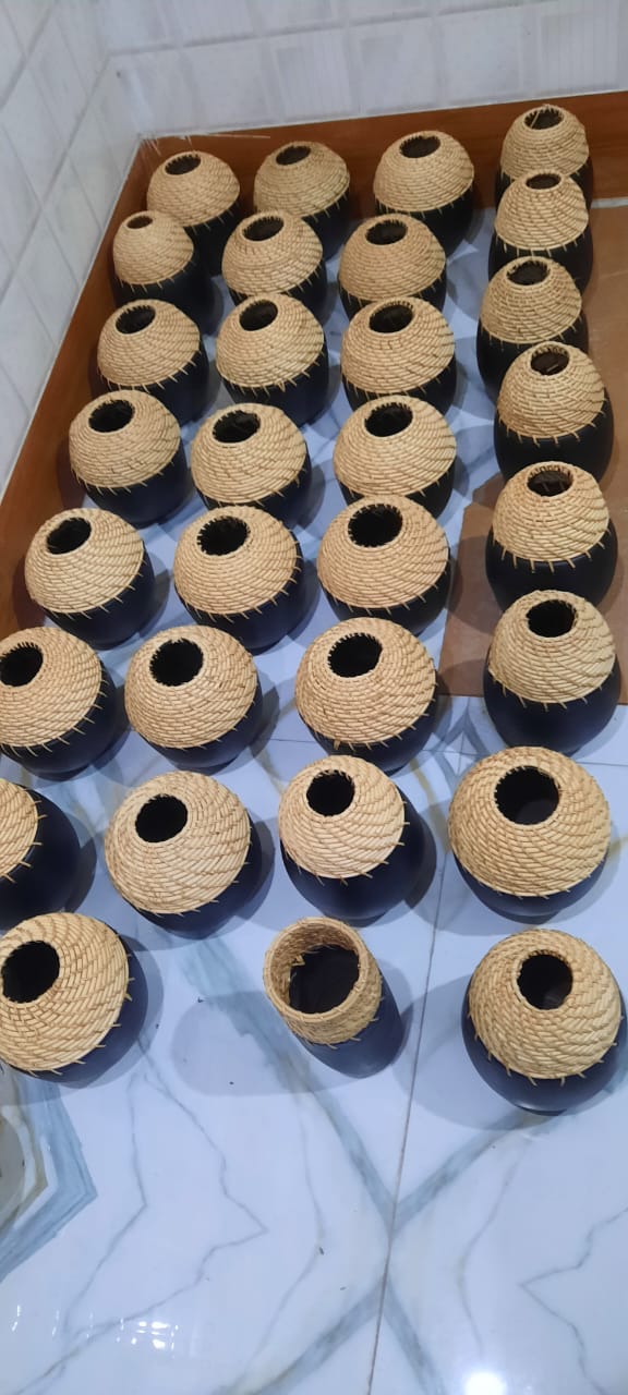 Terracotta & Rattan Pot & Planter (Design-2)