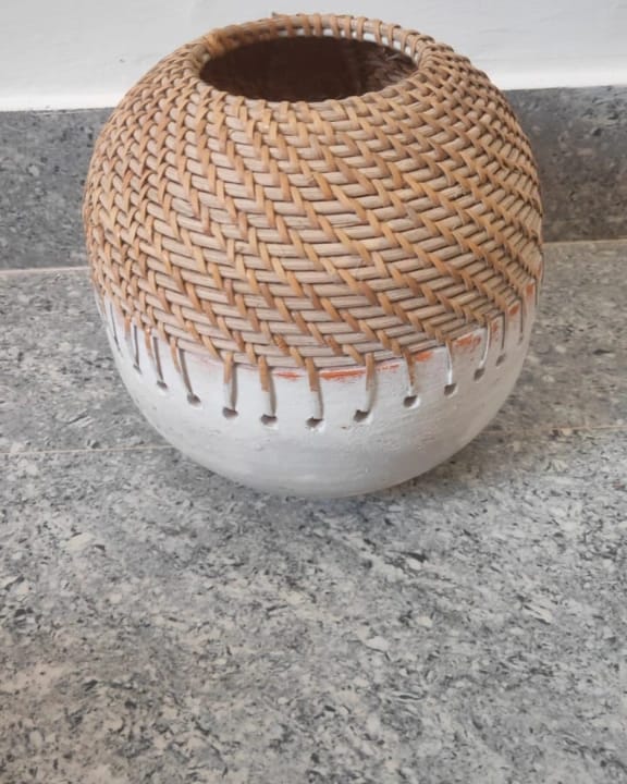 Terracotta & Rattan Pot & Planter (Design-2)