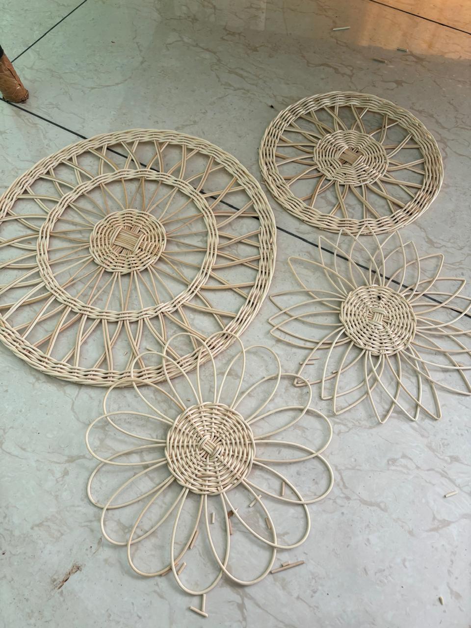 Elegant Set of 6 Rattan Wall Decor