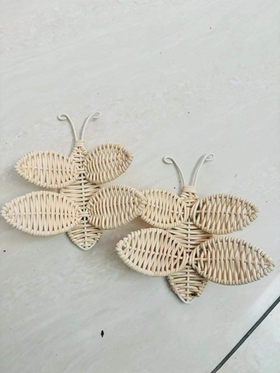 Elegant Set of 6 Rattan Wall Decor