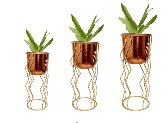 Copper Plated Metal Planter