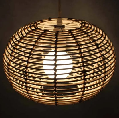 Ball Shaped Flat Rattan Pendant Lampshade