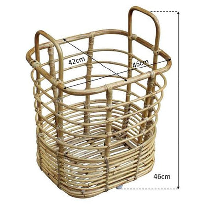 OLALA NATURAL BAMBOO RATTAN LAUNDRY AND STORAGE BASKET.