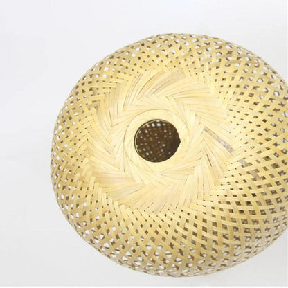 Flat Round Cane Designer Pendant Lampshade