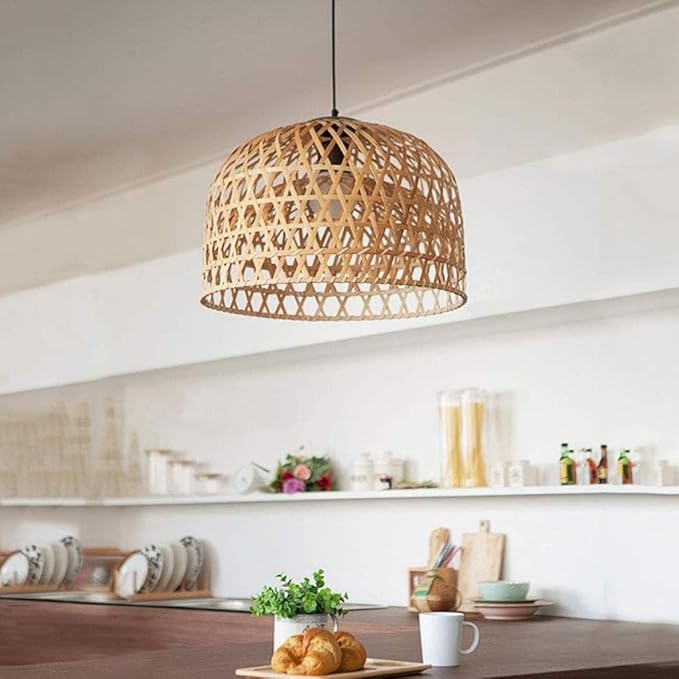 Dean Round shape Design Natural Cane Lampshade | Rattan Pendant | Hanging Lamps| Light Hanging Lamp