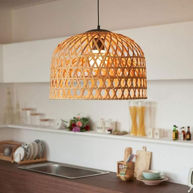Dean Round shape Design Natural Cane Lampshade | Rattan Pendant | Hanging Lamps| Light Hanging Lamp