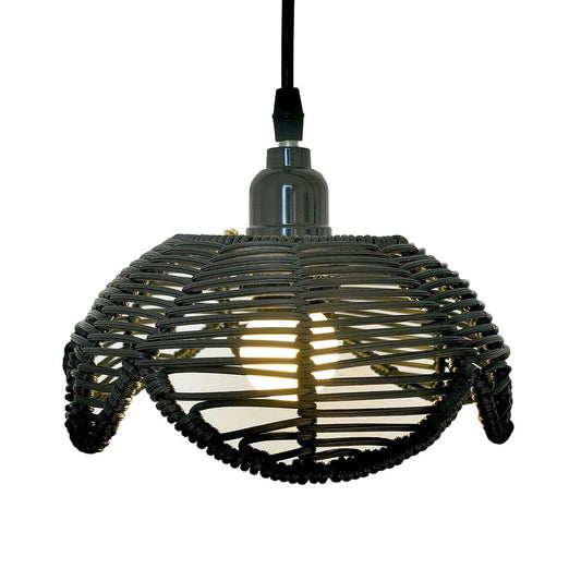 Black & Beige Jute Hanging Lampshade