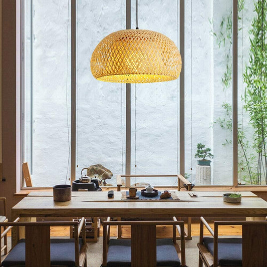 Flat Round Cane Designer Pendant Lampshade