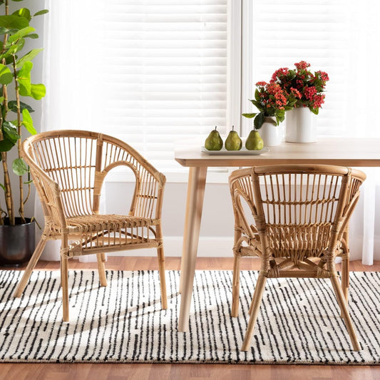 Bambiq Rattan Chair – Natural Color – Handcrafted Sustainable Armchair 2 Chairs.