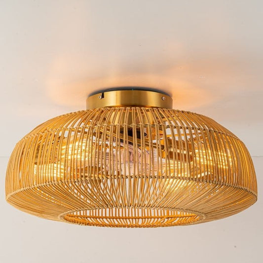 Flat Rattan Ceiling Lampshade