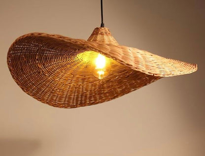 Curved Hat Rattan Pendant Lampshade
