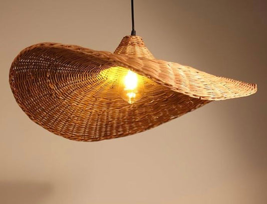 Curved Hat Rattan Pendant Lampshade