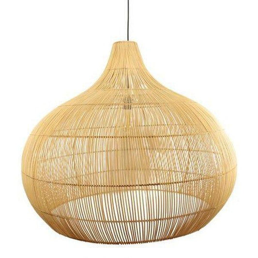 Onion Shaped Beige Rattan Lampshade