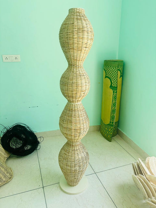 Long Pillar Rattan Floor Lampshades
