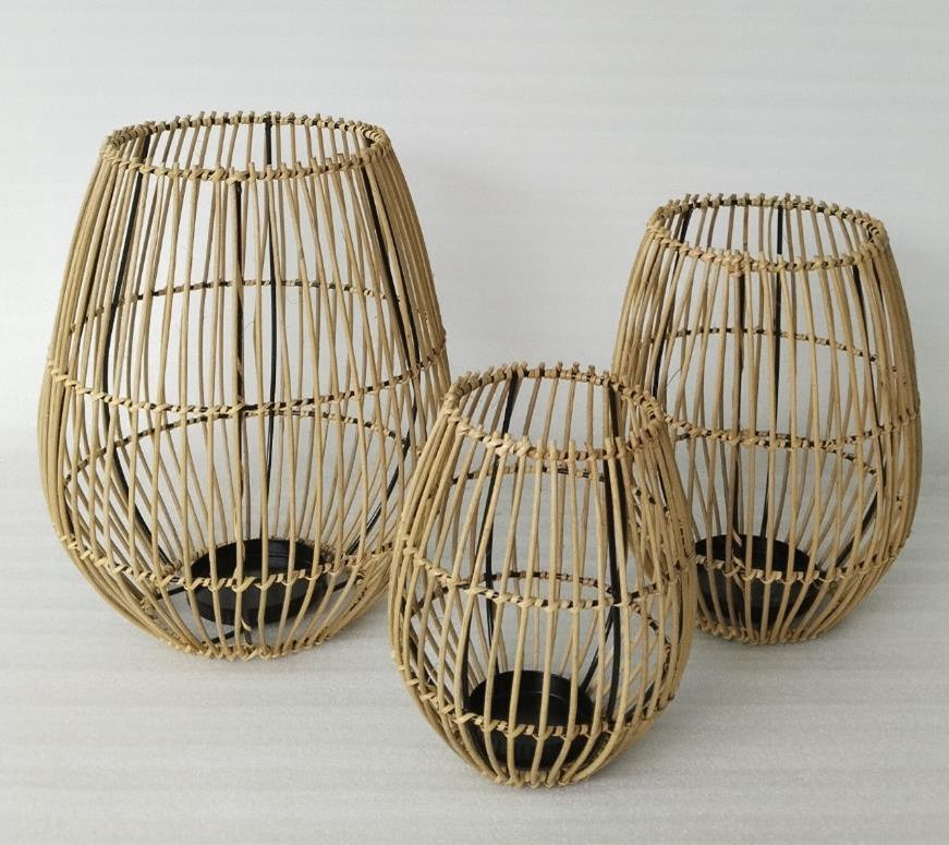 Plain Rattan candle Holder in 3 sizes