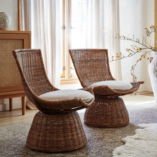 Kaulana Rattan Chair – Natural Color – Handcrafted Sustainable Armchair 2 Chairs.