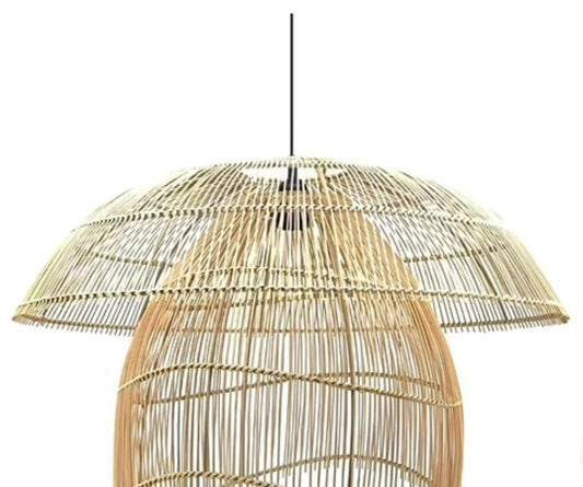 Inverted Cupplate Pendent Rattan Lampshade