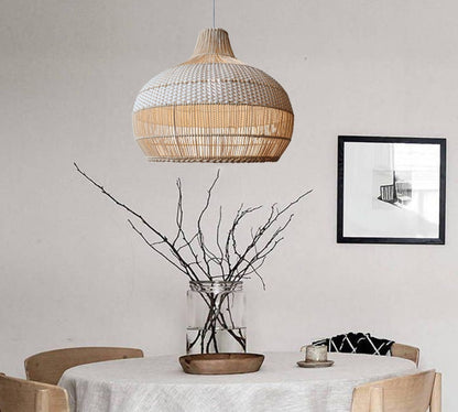 Onion Shaped Rattan Lampshades (white)
