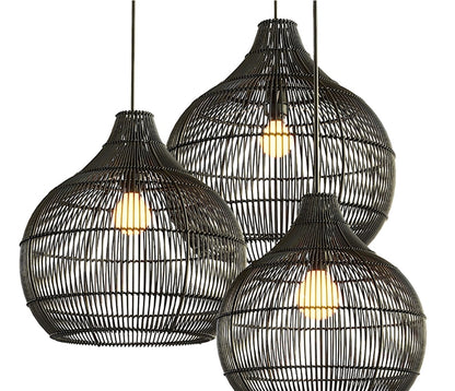 Onion Shaped Beige Rattan Lampshade