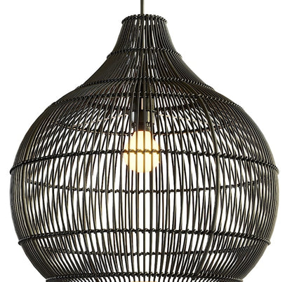 Onion Shaped Beige Rattan Lampshade